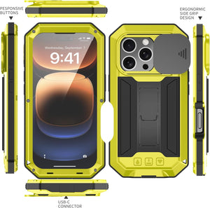 iPhone 16 Rugged Metal Kickstand Camera Slide Case - Redpepper Cases