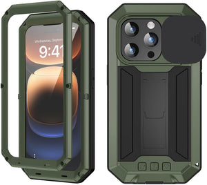 iPhone 16 Rugged Metal Kickstand Camera Slide Case - Redpepper Cases