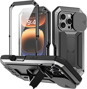 iPhone 16 Rugged Metal Kickstand Camera Slide Case - Redpepper Cases