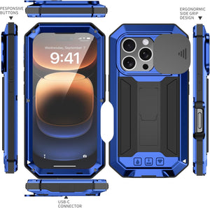 iPhone 16 Rugged Metal Kickstand Camera Slide Case - Redpepper Cases