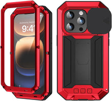 Load image into Gallery viewer, iPhone 16 Rugged Metal Kickstand Camera Slide Case - Redpepper Cases