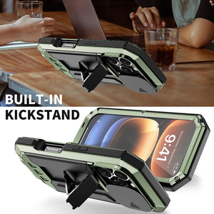 iPhone 16 Rugged Metal Kickstand Camera Slide Case - Redpepper Cases