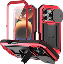 Load image into Gallery viewer, iPhone 16 Rugged Metal Kickstand Camera Slide Case - Redpepper Cases