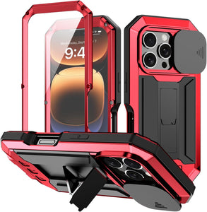 iPhone 16 Rugged Metal Kickstand Camera Slide Case - Redpepper Cases