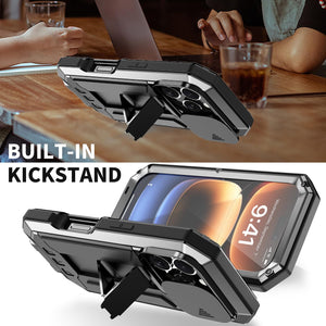 iPhone 16 Rugged Metal Kickstand Camera Slide Case - Redpepper Cases