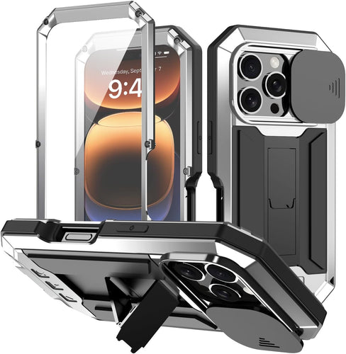 iPhone 16 Rugged Metal Kickstand Camera Slide Case - Redpepper Cases