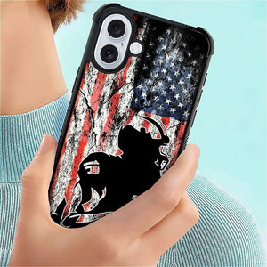 iPhone 16 Wood Grain Old Flag Dual Layer Shockproof Rugged Cover - Redpepper Cases