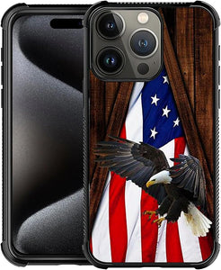 iPhone 16 Wood Grain Old Flag Dual Layer Shockproof Rugged Cover - Redpepper Cases