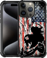 Load image into Gallery viewer, iPhone 16 Wood Grain Old Flag Dual Layer Shockproof Rugged Cover - Redpepper Cases