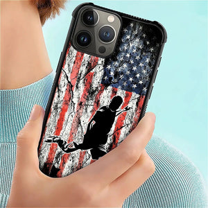 iPhone 16 Wood Grain Old Flag Dual Layer Shockproof Rugged Cover - Redpepper Cases