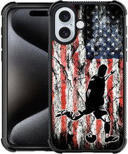 Load image into Gallery viewer, iPhone 16 Wood Grain Old Flag Dual Layer Shockproof Rugged Cover - Redpepper Cases