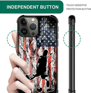 iPhone 16 Wood Grain Old Flag Dual Layer Shockproof Rugged Cover - Redpepper Cases