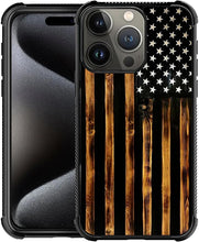 Load image into Gallery viewer, iPhone 16 Wood Grain Old Flag Dual Layer Shockproof Rugged Cover - Redpepper Cases