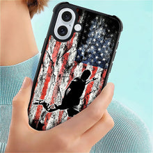 Load image into Gallery viewer, iPhone 16 Wood Grain Old Flag Dual Layer Shockproof Rugged Cover - Redpepper Cases