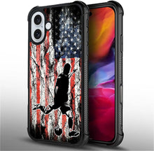 Load image into Gallery viewer, iPhone 16 Wood Grain Old Flag Dual Layer Shockproof Rugged Cover - Redpepper Cases