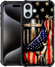 Load image into Gallery viewer, iPhone 16 Wooden Cross Power American Flag Pattern Design Case - Redpepper Cases