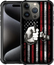 Load image into Gallery viewer, iPhone 16 Wooden Cross Power American Flag Pattern Design Case - Redpepper Cases