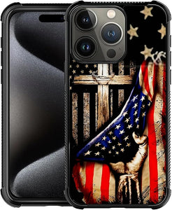 iPhone 16 Wooden Cross Power American Flag Pattern Design Case - Redpepper Cases