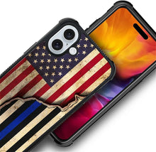 Load image into Gallery viewer, iPhone 16 Wooden Cross Power American Flag Pattern Design Case - Redpepper Cases