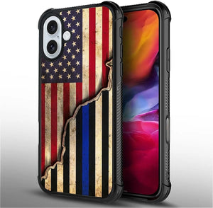 iPhone 16 Wooden Cross Power American Flag Pattern Design Case - Redpepper Cases