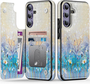 Samsung Galaxy S25 Plus Flower Designs Credit Card Holder Protective Phone Cover - Redpepper Cases
