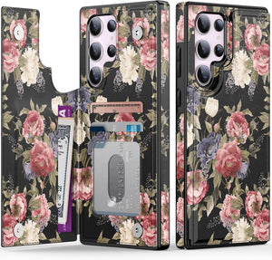 Samsung Galaxy S25 Plus Flower Designs Credit Card Holder Protective Phone Cover - Redpepper Cases