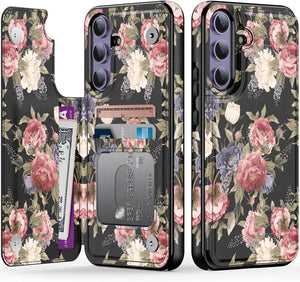 Samsung Galaxy S25 Plus Flower Designs Credit Card Holder Protective Phone Cover - Redpepper Cases