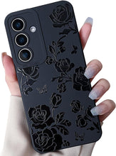 Load image into Gallery viewer, Samsung Galaxy S25 Plus Rose Flower Butterfly Cool Black Solid Design Phone Cover - Redpepper Cases