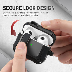 Airpod 3rd Generation Case Secure Lock Clip Case Apple AirPod 3 Case -Black - Redpepper Cases