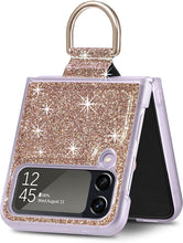 Load image into Gallery viewer, Case Ring Samsung Galaxy Z Flip 4 Luxury Glitter Shiny PU Leather Gold - Redpepper Cases