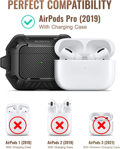 Compatible AirPods Pro Case, Secure Lock Clip Full Body Shockproof - Black - Redpepper Cases