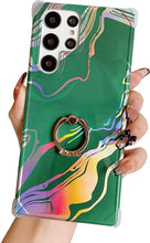 Load image into Gallery viewer, Galaxy S22 Ultra Ring Holder Diamond Rhinestone Marble Case - Redpepper Cases