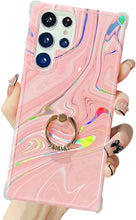 Load image into Gallery viewer, Galaxy S22 Ultra Ring Holder Diamond Rhinestone Marble Case - Redpepper Cases