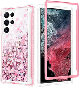 Galaxy S22 Ultra Women Girls Glitter Bling Sparkle Liquid Case - Redpepper Cases