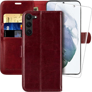 Galaxy S23 Plus Flip Folio Leather Credit Card Holder Case - Redpepper Cases