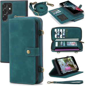 Galaxy S23 Plus Wallet Leather Magnetic Detachable Crossbody Wallet 12 Card Holder Zipper Flip Case Woman/Girl - Redpepper Cases