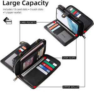 Galaxy S23 Plus Wallet Leather Magnetic Detachable Crossbody Wallet 12 Card Holder Zipper Flip Case Woman/Girl - Redpepper Cases