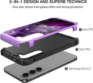 Galaxy S23 Slim Glow in The Dark 2 in 1 Hybrid Hard Bumper Nebula Space Case - Redpepper Cases