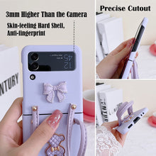 Load image into Gallery viewer, Galaxy Z Flip 4 Case with Strap Bracelet, Cute 3D Bear Z Flip 4 Case Purple - Redpepper Cases