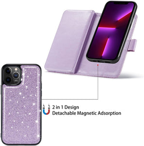 iPhone 13 Pro Max Card Holder Magnetic Kickstand Strap Glitter Case. - Redpepper Cases