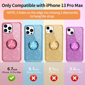 iPhone 13 Pro Max Cute Sparkle Diamond Ring Car Case - Redpepper Cases