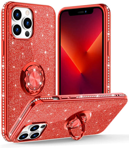 iPhone 13 Pro Max Cute Sparkle Diamond Ring Car Case - Redpepper Cases