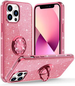 iPhone 13 Pro Max Cute Sparkle Diamond Ring Car Case - Redpepper Cases