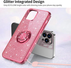 iPhone 13 Pro Max Cute Sparkle Diamond Ring Car Case - Redpepper Cases