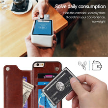 Load image into Gallery viewer, iPhone 14 Max Leather Retro Card Holder Flip Mini Wallet Case - Redpepper Cases