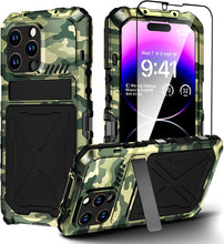 Load image into Gallery viewer, iPhone 14 Pro Metal Built in Kickstand Rugged Heavy Duty Case - Redpepper Cases