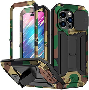 iPhone 14 Pro Metal Camera Cover Military Grade Aluminum Heavy Duty Kickstand Case - Redpepper Cases