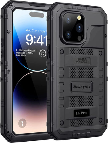 iPhone 14 Pro Metal Sealed Built in Screen Protector Heavy Duty Armor Rugged Case - Redpepper Cases