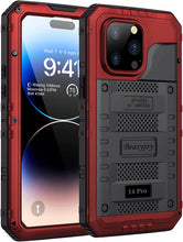 Load image into Gallery viewer, iPhone 14 Pro Metal Sealed Built in Screen Protector Heavy Duty Armor Rugged Case - Redpepper Cases