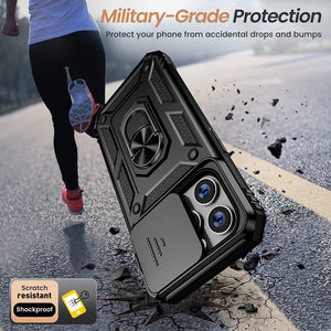 iPhone 14 Pro Slide Camera Cover Ring Stand Heavy Duty Rugged Bumper Case - Redpepper Cases